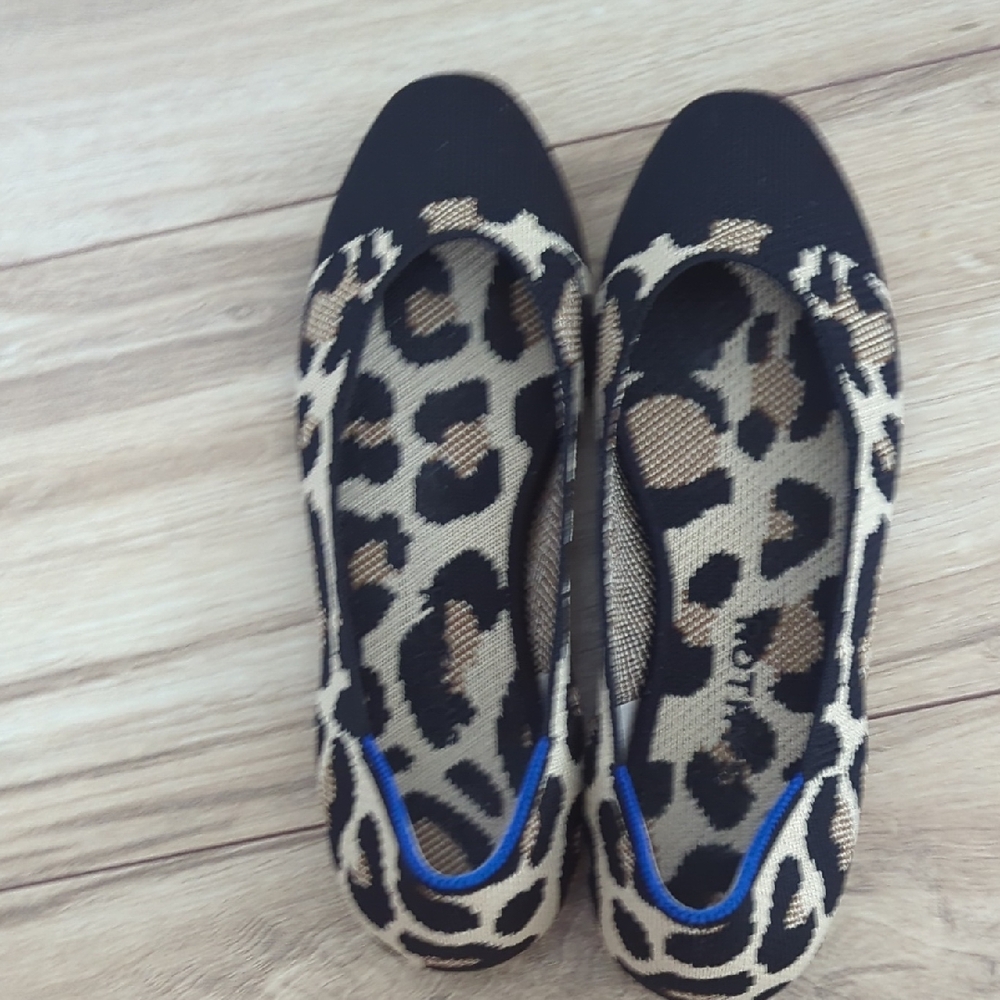 Rothy's Black and Tan Leopard Flats